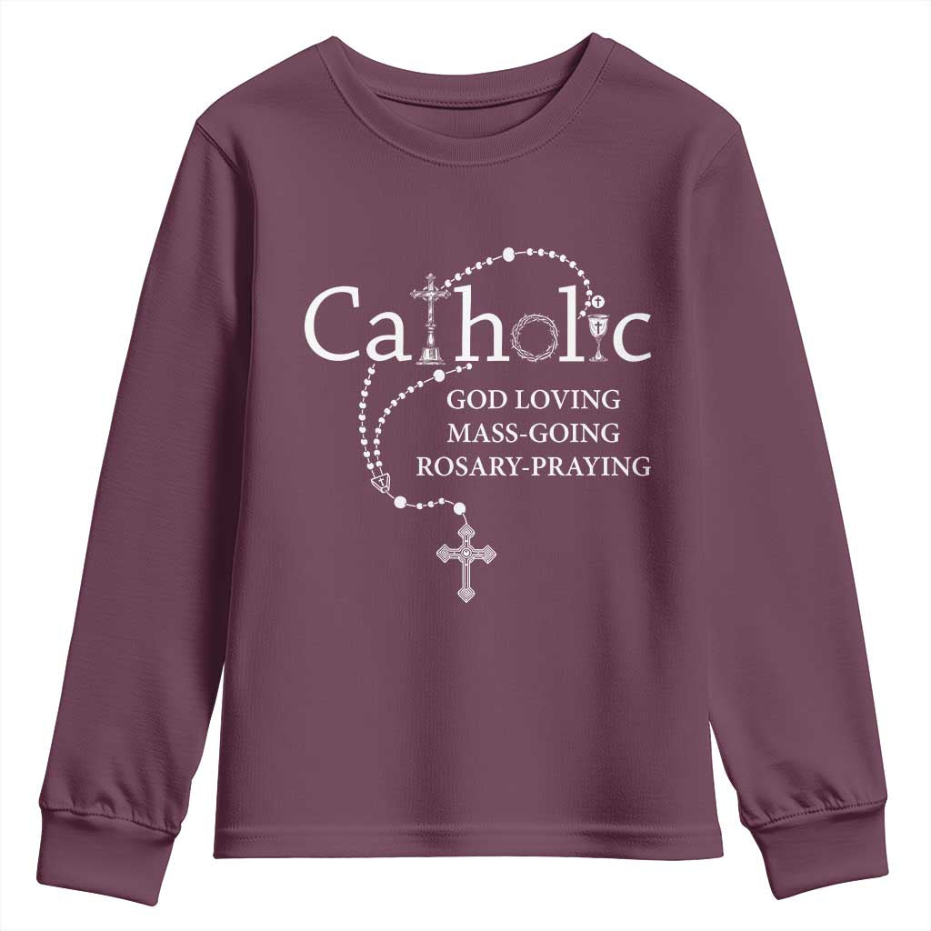 Catholic God Loving Mass Going Rosary Praying Faith Youth Sweatshirt Jesus Eucharist Christianity