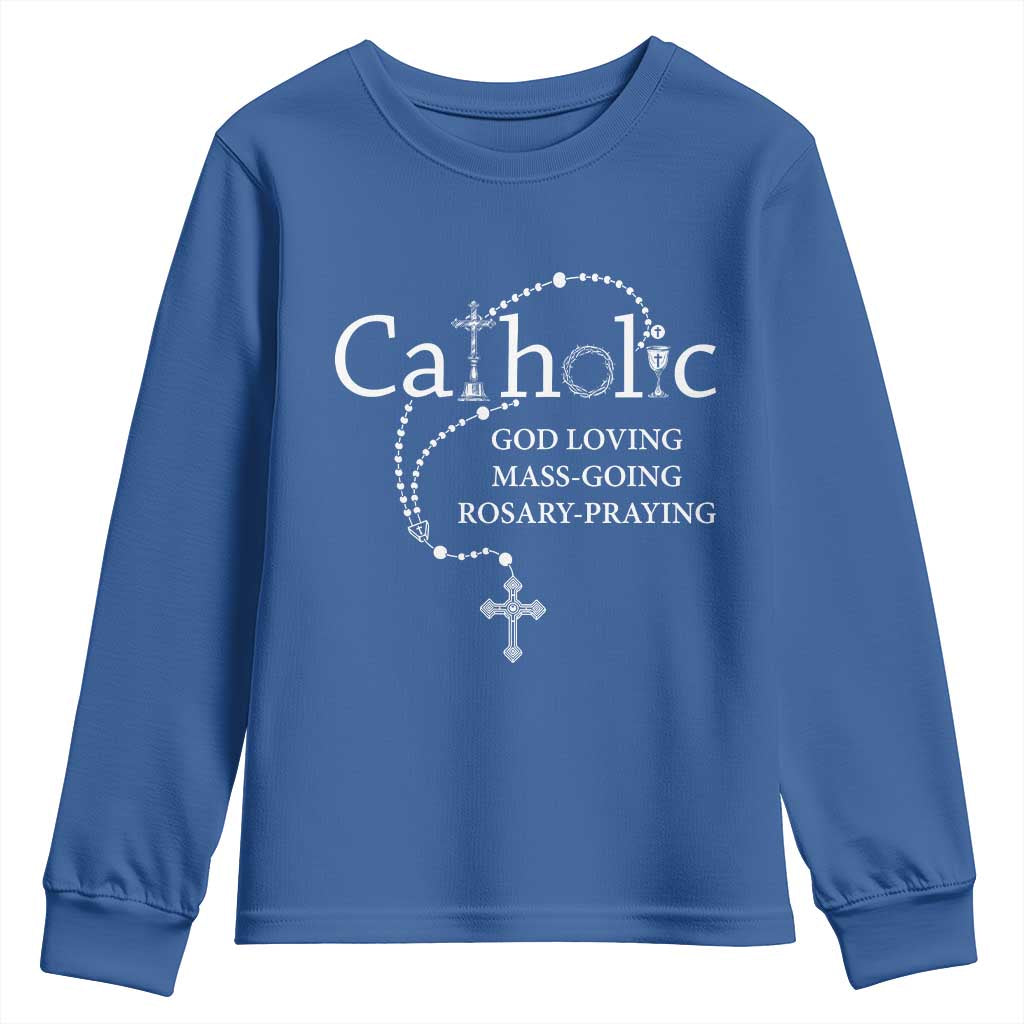 Catholic God Loving Mass Going Rosary Praying Faith Youth Sweatshirt Jesus Eucharist Christianity