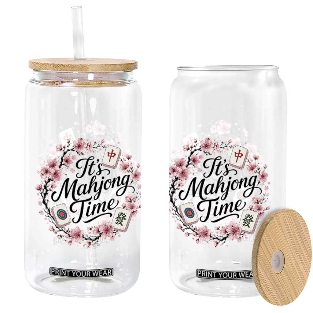 Mahjong Glass Can Floral Mah Jongg