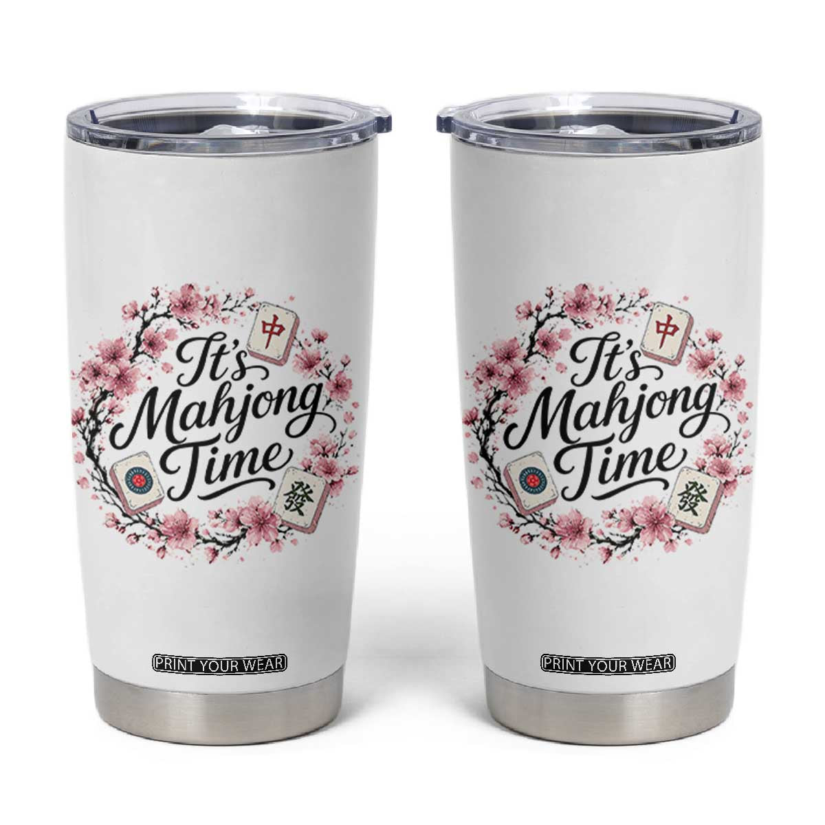 Mahjong Tumbler Cup Floral Mah Jongg