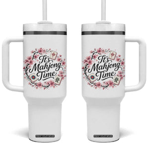 Mahjong Tumbler With Handle Floral Mah Jongg