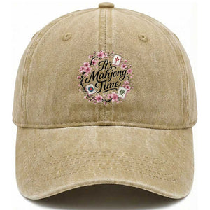 Mahjong Washed Cotton Baseball Cap Floral Mah Jongg
