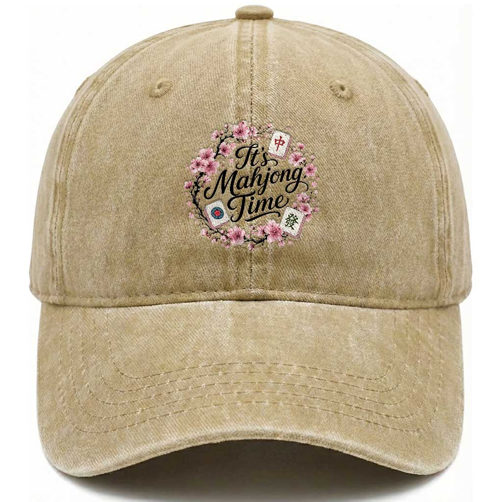 Mahjong Washed Cotton Baseball Cap Floral Mah Jongg TS10 Print Your Wear