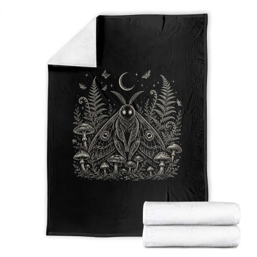 Mothman Throw Blanket Vintage Cryptid Graphic Gothic Forest Moth Mushroom Folklore Gift