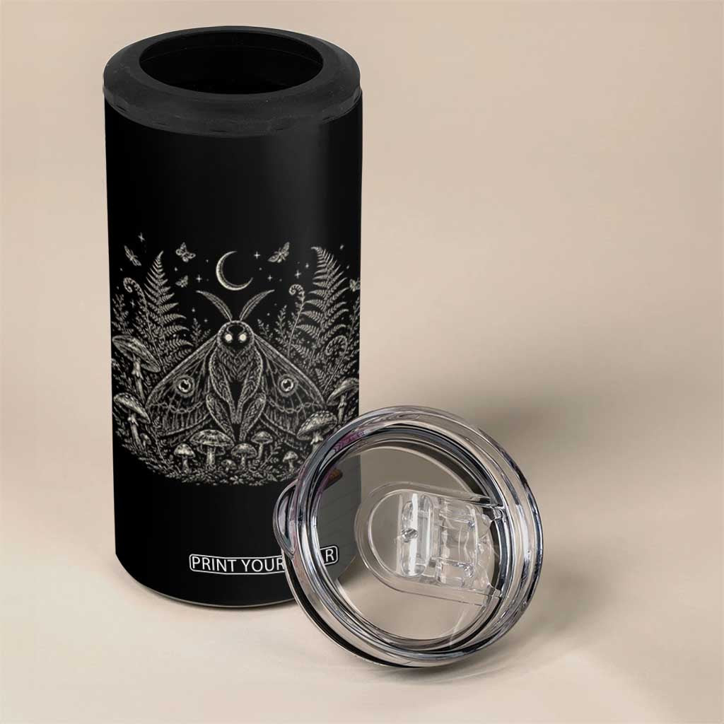 Mothman 4 in 1 Can Cooler Tumbler Vintage Cryptid Graphic Gothic Forest Moth Mushroom Folklore Gift