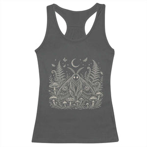 Mothman Racerback Tank Top Vintage Cryptid Graphic Gothic Forest Moth Mushroom Folklore Gift