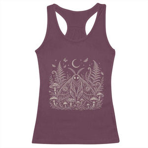Mothman Racerback Tank Top Vintage Cryptid Graphic Gothic Forest Moth Mushroom Folklore Gift