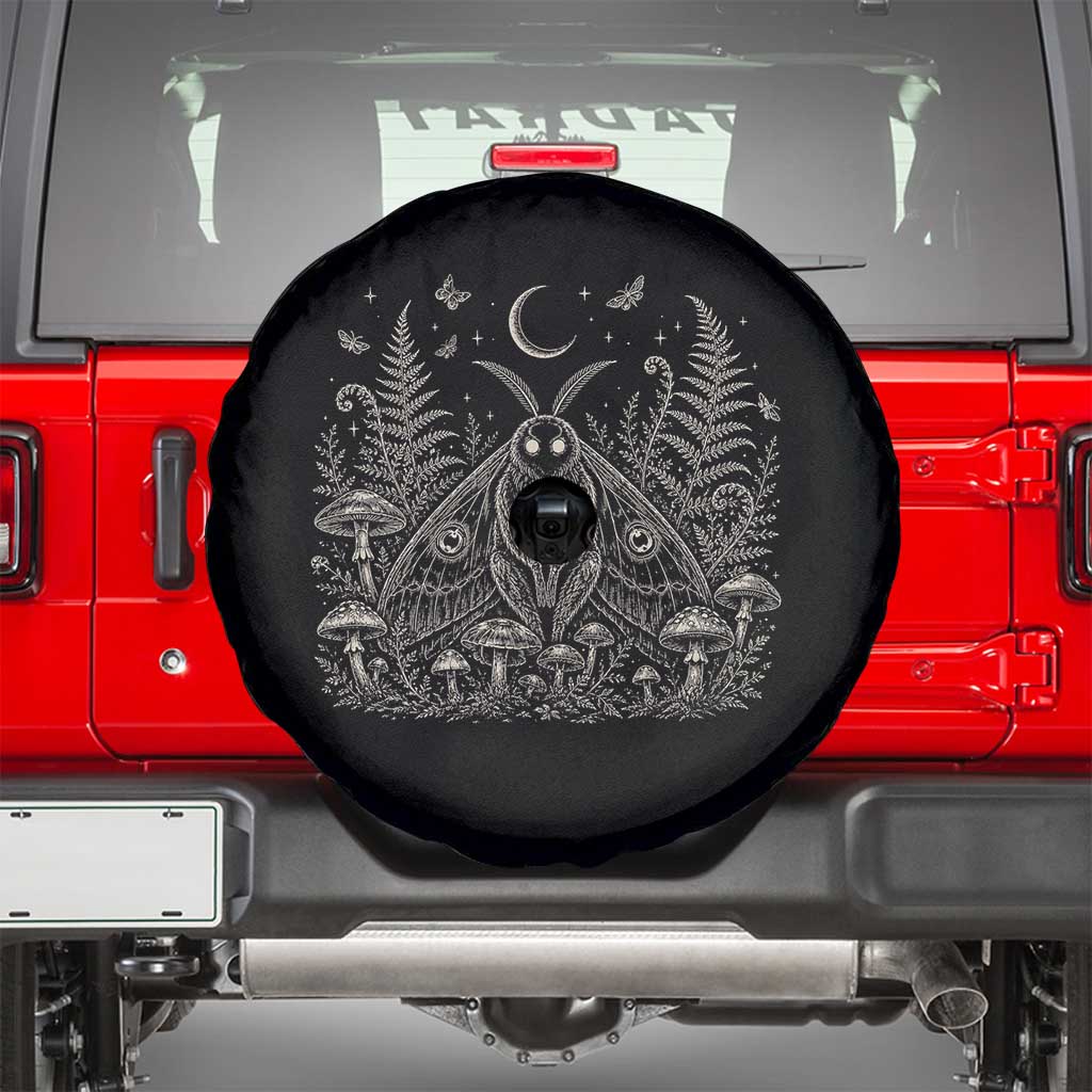 Mothman Spare Tire Cover Vintage Cryptid Graphic Gothic Forest Moth Mushroom Folklore Gift