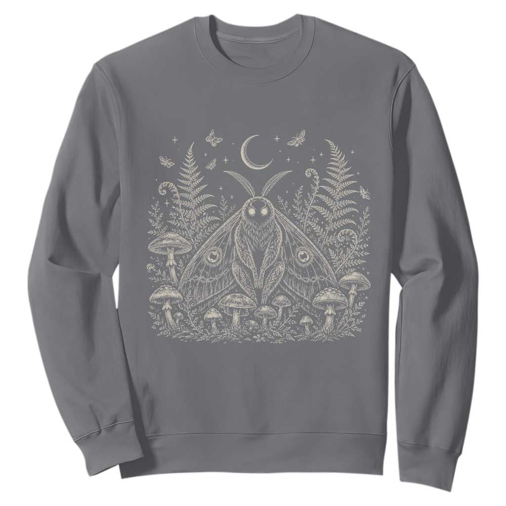 Mothman Sweatshirt Vintage Cryptid Graphic Gothic Forest Moth Mushroom Folklore Gift