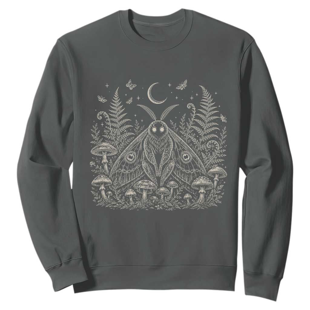 Mothman Sweatshirt Vintage Cryptid Graphic Gothic Forest Moth Mushroom Folklore Gift