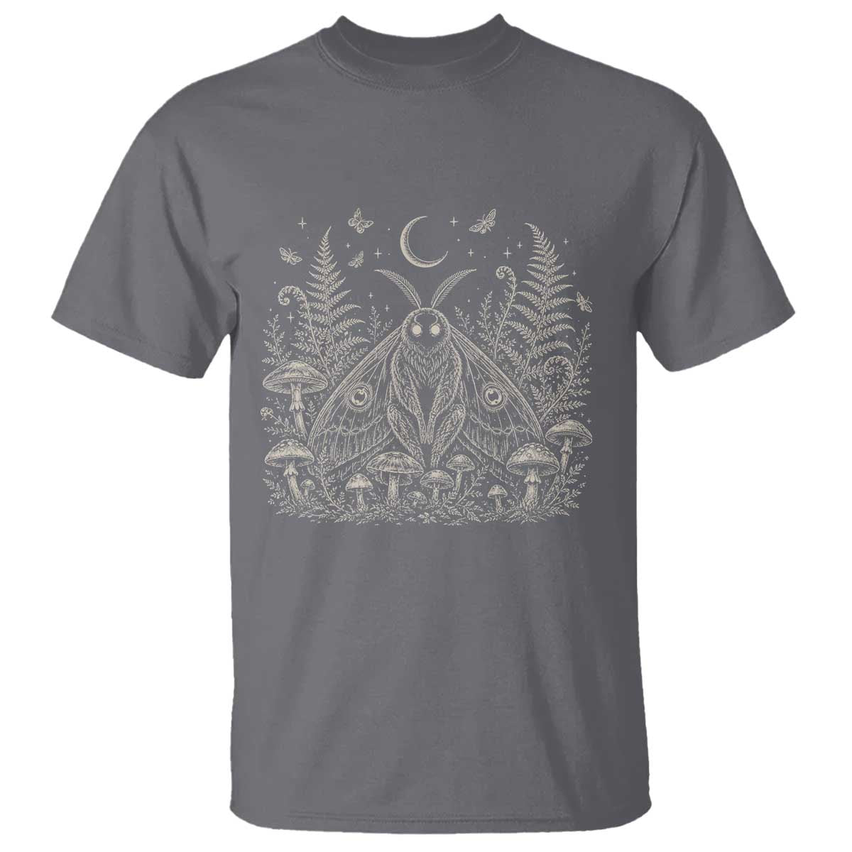 Mothman T Shirt Vintage Cryptid Graphic Gothic Forest Moth Mushroom Folklore Gift