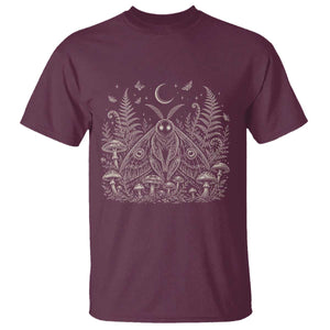 Mothman T Shirt Vintage Cryptid Graphic Gothic Forest Moth Mushroom Folklore Gift