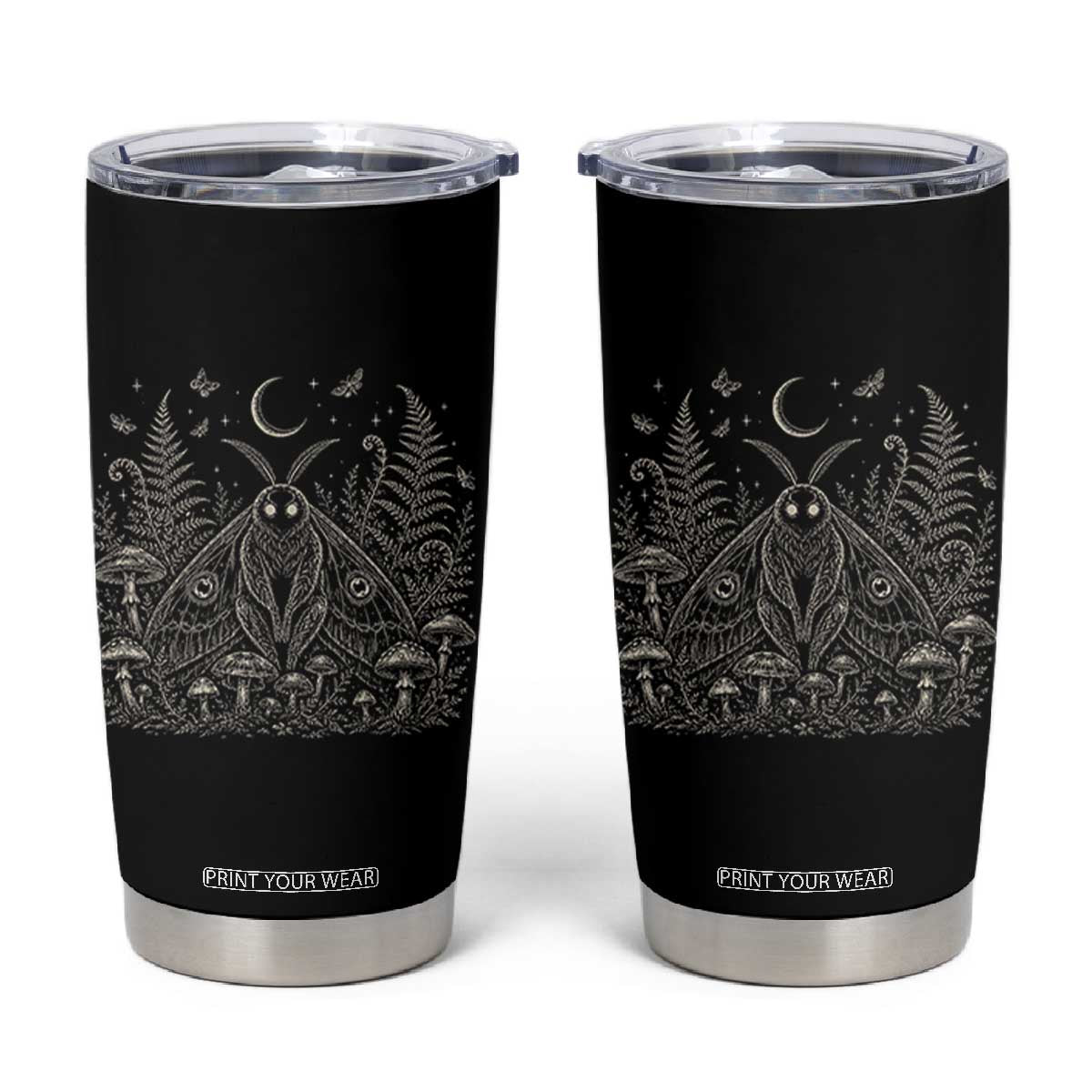 Mothman Tumbler Cup Vintage Cryptid Graphic Gothic Forest Moth Mushroom Folklore Gift TS10 Black Print Your Wear