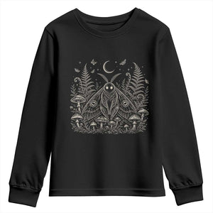 Mothman Youth Sweatshirt Vintage Cryptid Graphic Gothic Forest Moth Mushroom Folklore Gift