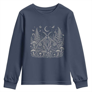 Mothman Youth Sweatshirt Vintage Cryptid Graphic Gothic Forest Moth Mushroom Folklore Gift