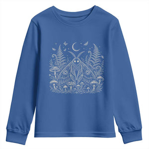 Mothman Youth Sweatshirt Vintage Cryptid Graphic Gothic Forest Moth Mushroom Folklore Gift