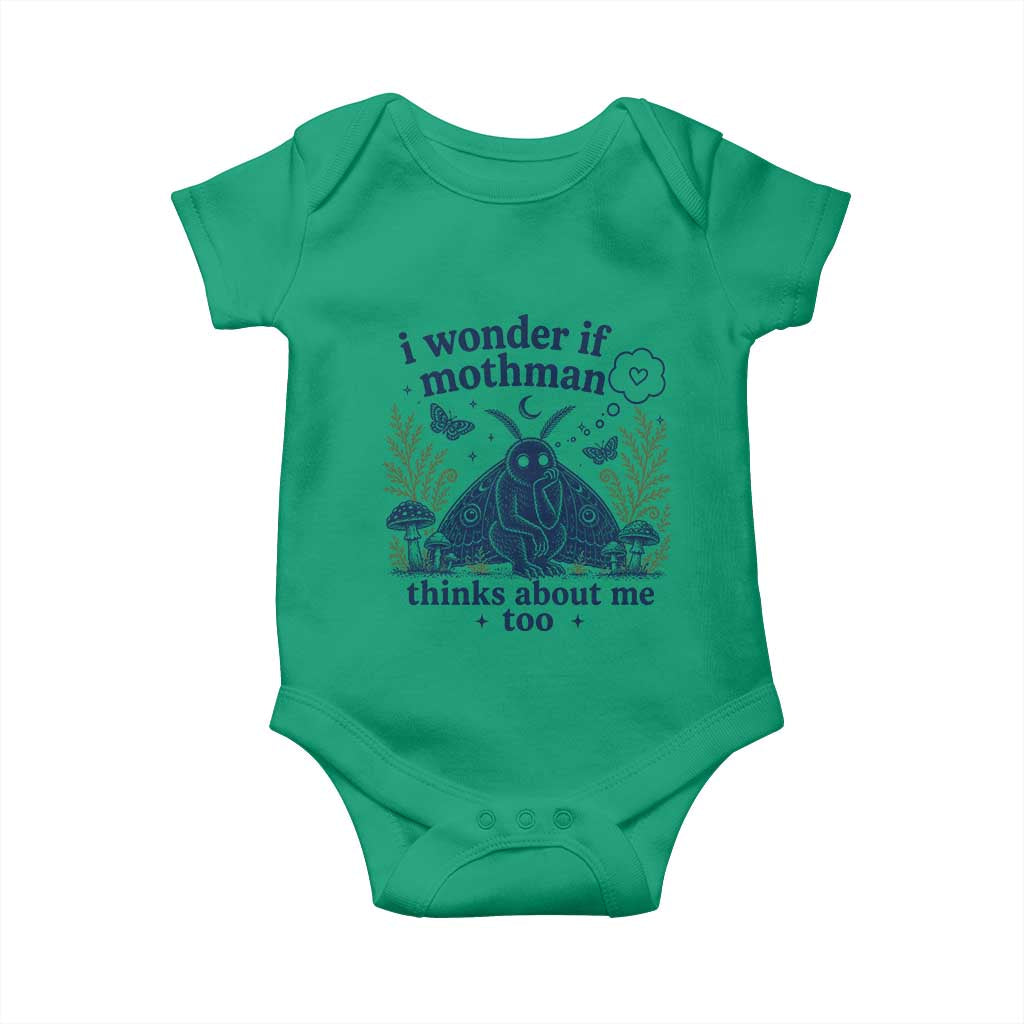Funny Mothman Baby Onesie I Wonder If Mothman Thinks About Me Too Cryptid Weirdcore