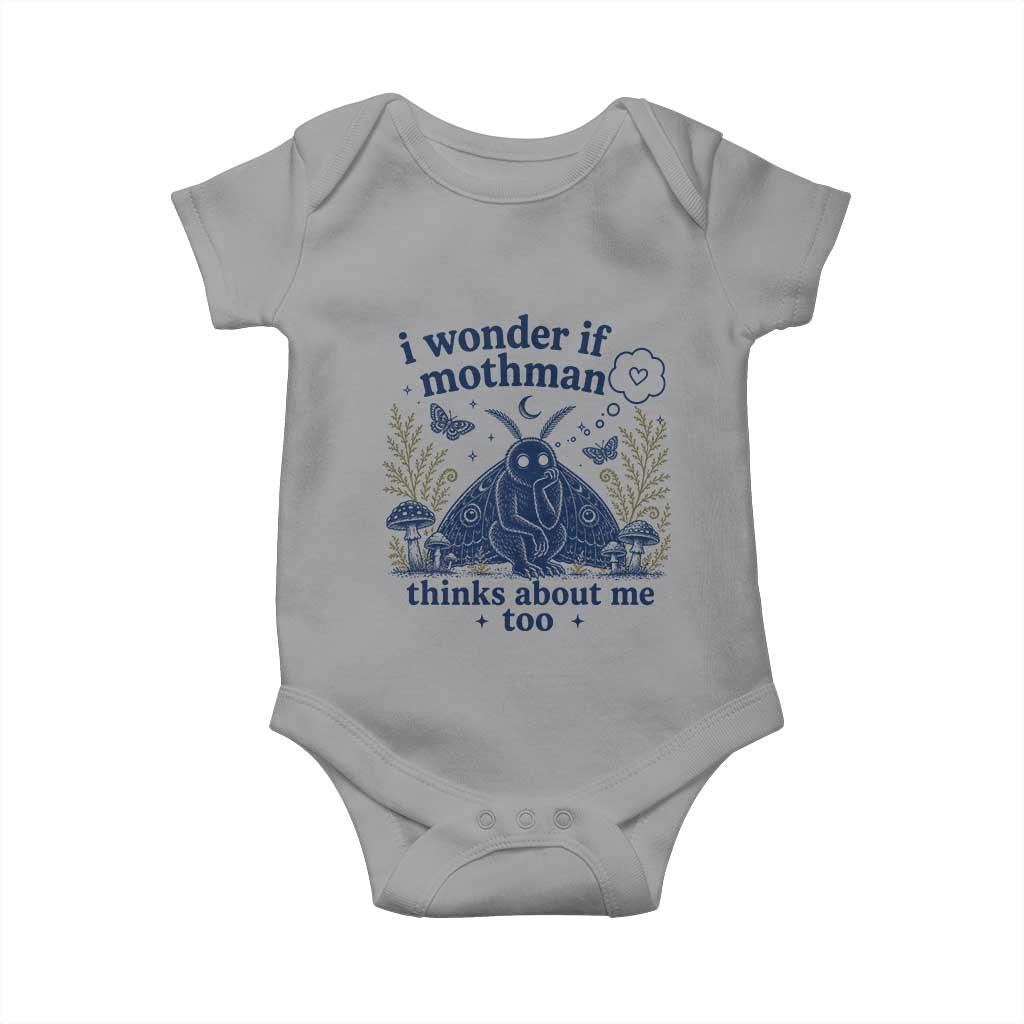 Funny Mothman Baby Onesie I Wonder If Mothman Thinks About Me Too Cryptid Weirdcore