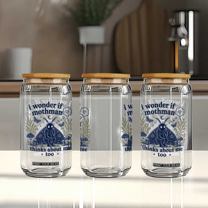 Funny Mothman Glass Can I Wonder If Mothman Thinks About Me Too Cryptid Weirdcore