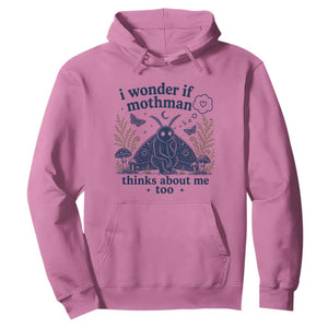 Funny Mothman Hoodie I Wonder If Mothman Thinks About Me Too Cryptid Weirdcore