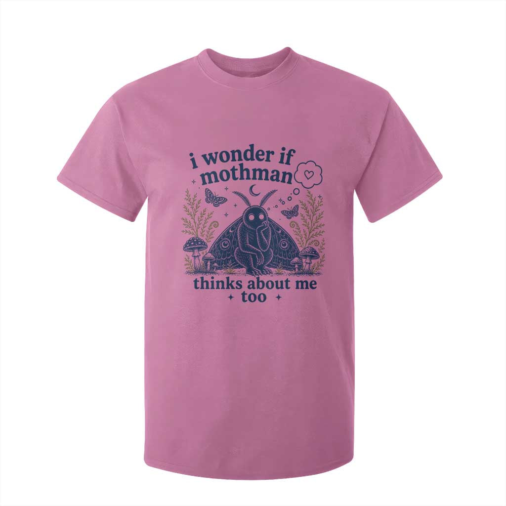 Funny Mothman T Shirt For Kid I Wonder If Mothman Thinks About Me Too Cryptid Weirdcore