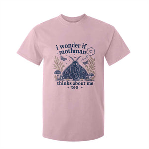 Funny Mothman T Shirt For Kid I Wonder If Mothman Thinks About Me Too Cryptid Weirdcore