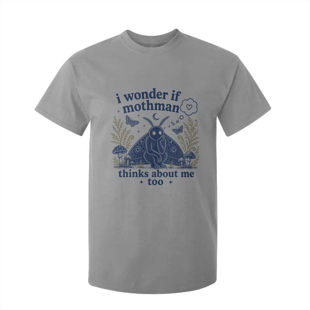 Funny Mothman T Shirt For Kid I Wonder If Mothman Thinks About Me Too Cryptid Weirdcore