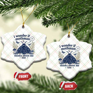 Funny Mothman Ceramic Ornament I Wonder If Mothman Thinks About Me Too Cryptid Weirdcore
