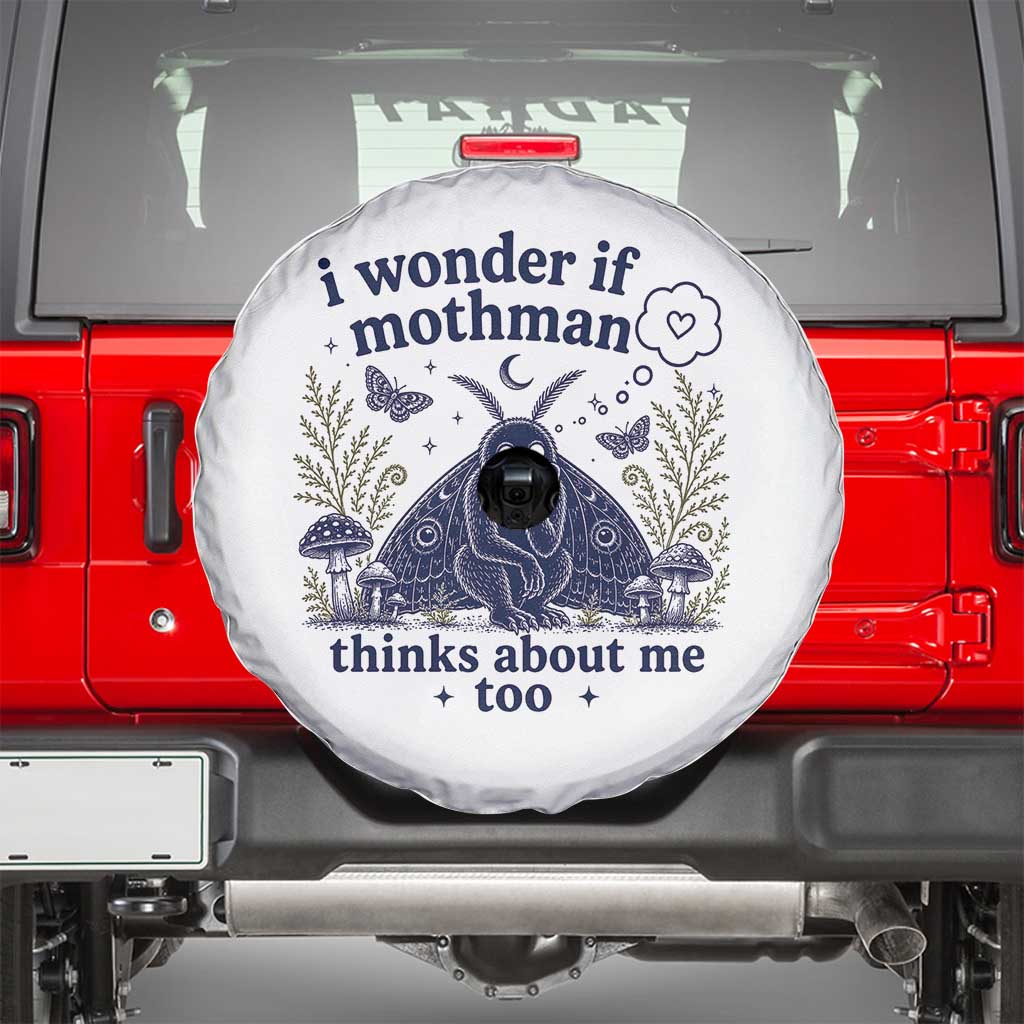 Funny Mothman Spare Tire Cover I Wonder If Mothman Thinks About Me Too Cryptid Weirdcore