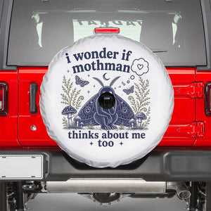 Funny Mothman Spare Tire Cover I Wonder If Mothman Thinks About Me Too Cryptid Weirdcore