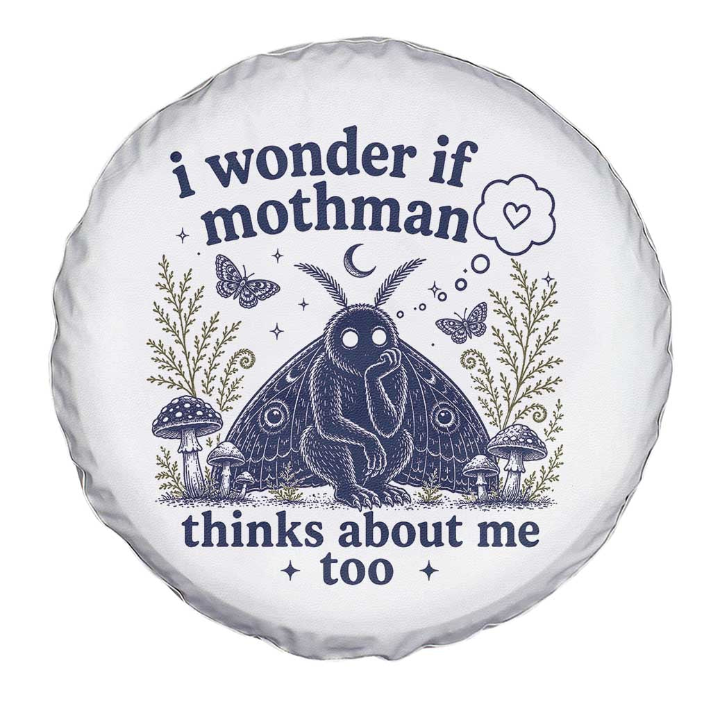 Funny Mothman Spare Tire Cover I Wonder If Mothman Thinks About Me Too Cryptid Weirdcore