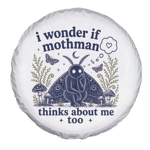 Funny Mothman Spare Tire Cover I Wonder If Mothman Thinks About Me Too Cryptid Weirdcore