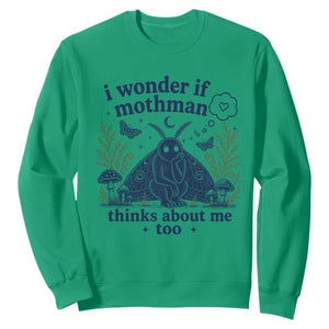 Funny Mothman Sweatshirt I Wonder If Mothman Thinks About Me Too Cryptid Weirdcore