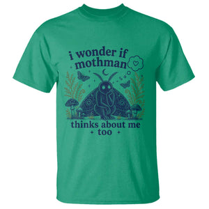 Funny Mothman T Shirt I Wonder If Mothman Thinks About Me Too Cryptid Weirdcore