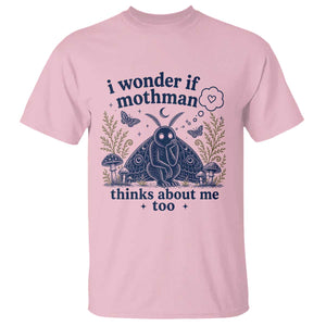 Funny Mothman T Shirt I Wonder If Mothman Thinks About Me Too Cryptid Weirdcore