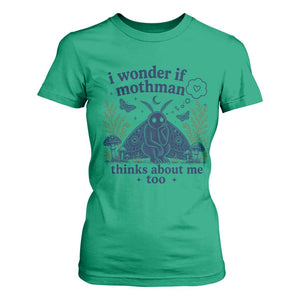 Funny Mothman T Shirt For Women I Wonder If Mothman Thinks About Me Too Cryptid Weirdcore