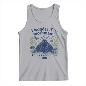 Funny Mothman Tank Top I Wonder If Mothman Thinks About Me Too Cryptid Weirdcore