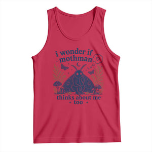 Funny Mothman Tank Top I Wonder If Mothman Thinks About Me Too Cryptid Weirdcore
