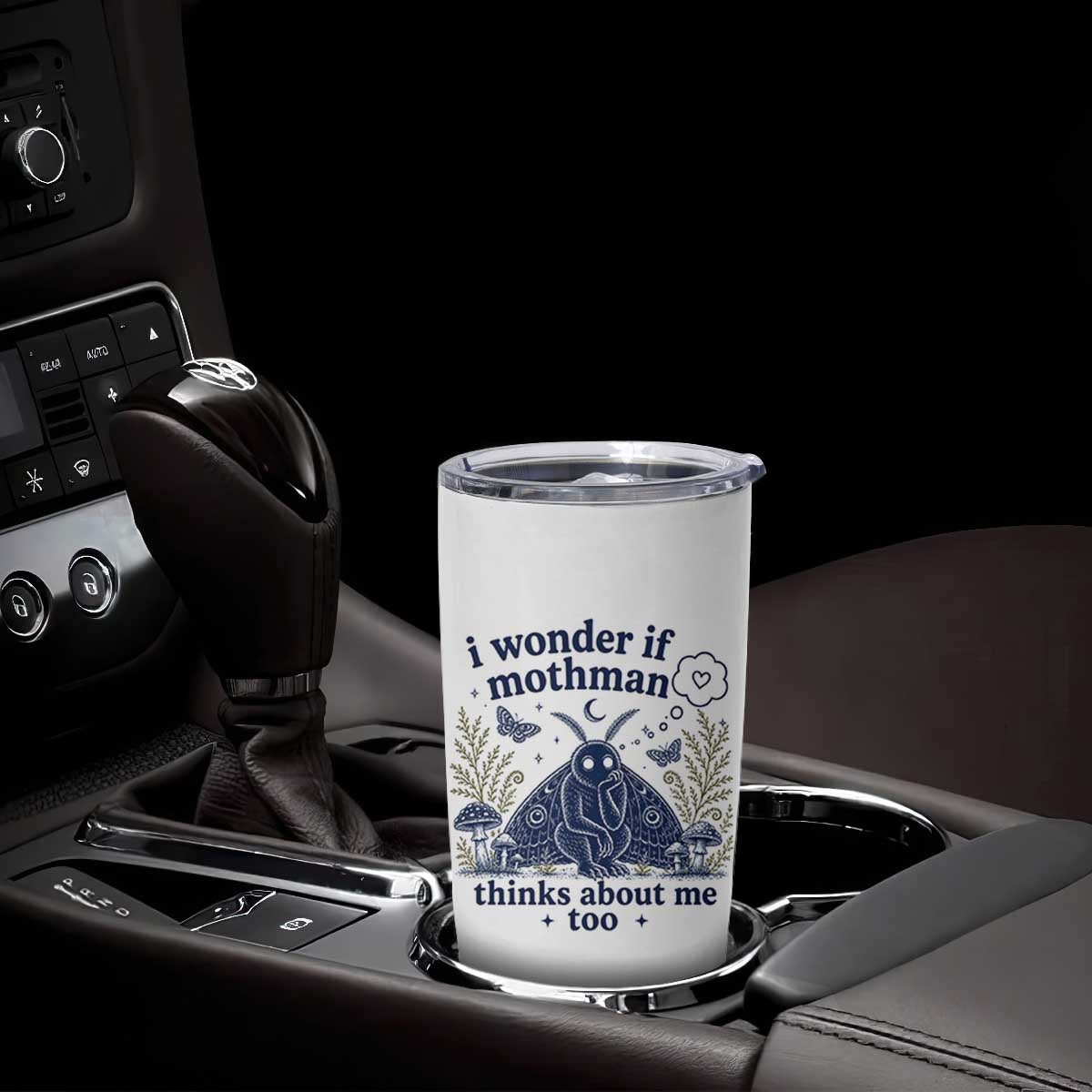 Funny Mothman Tumbler Cup I Wonder If Mothman Thinks About Me Too Cryptid Weirdcore
