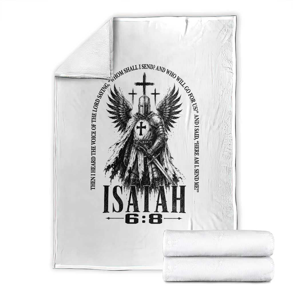 Here Am I Send Me Isaiah 6 8 Catholic Knight Templar Crusader Faith Throw Blanket