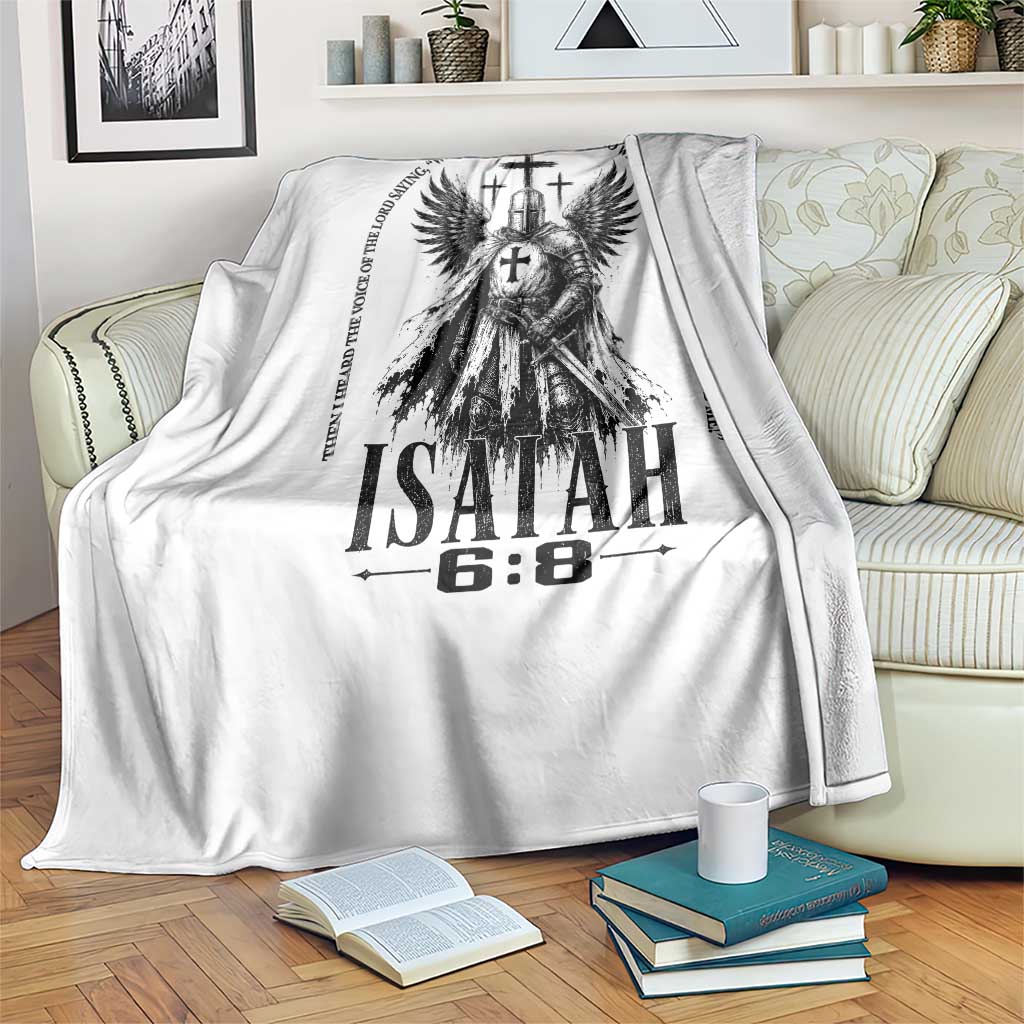 Here Am I Send Me Isaiah 6 8 Catholic Knight Templar Crusader Faith Throw Blanket
