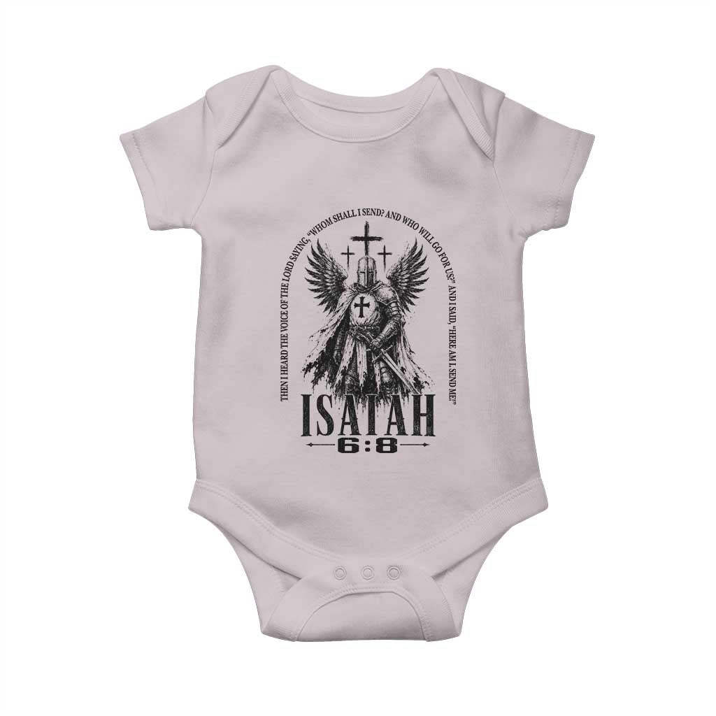 Here Am I Send Me Isaiah 6 8 Catholic Knight Templar Crusader Faith Baby Onesie
