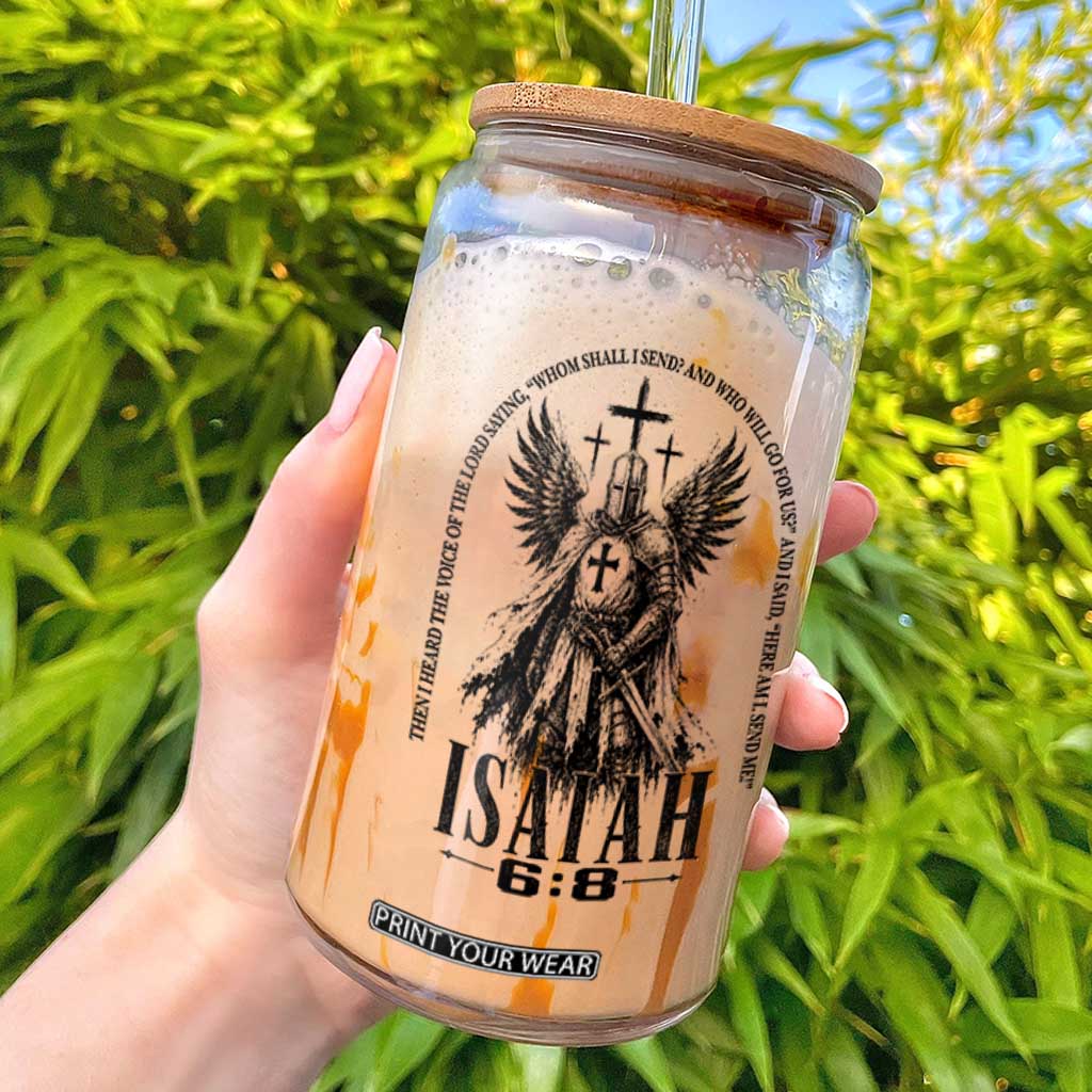 Here Am I Send Me Isaiah 6 8 Catholic Knight Templar Crusader Faith Glass Can