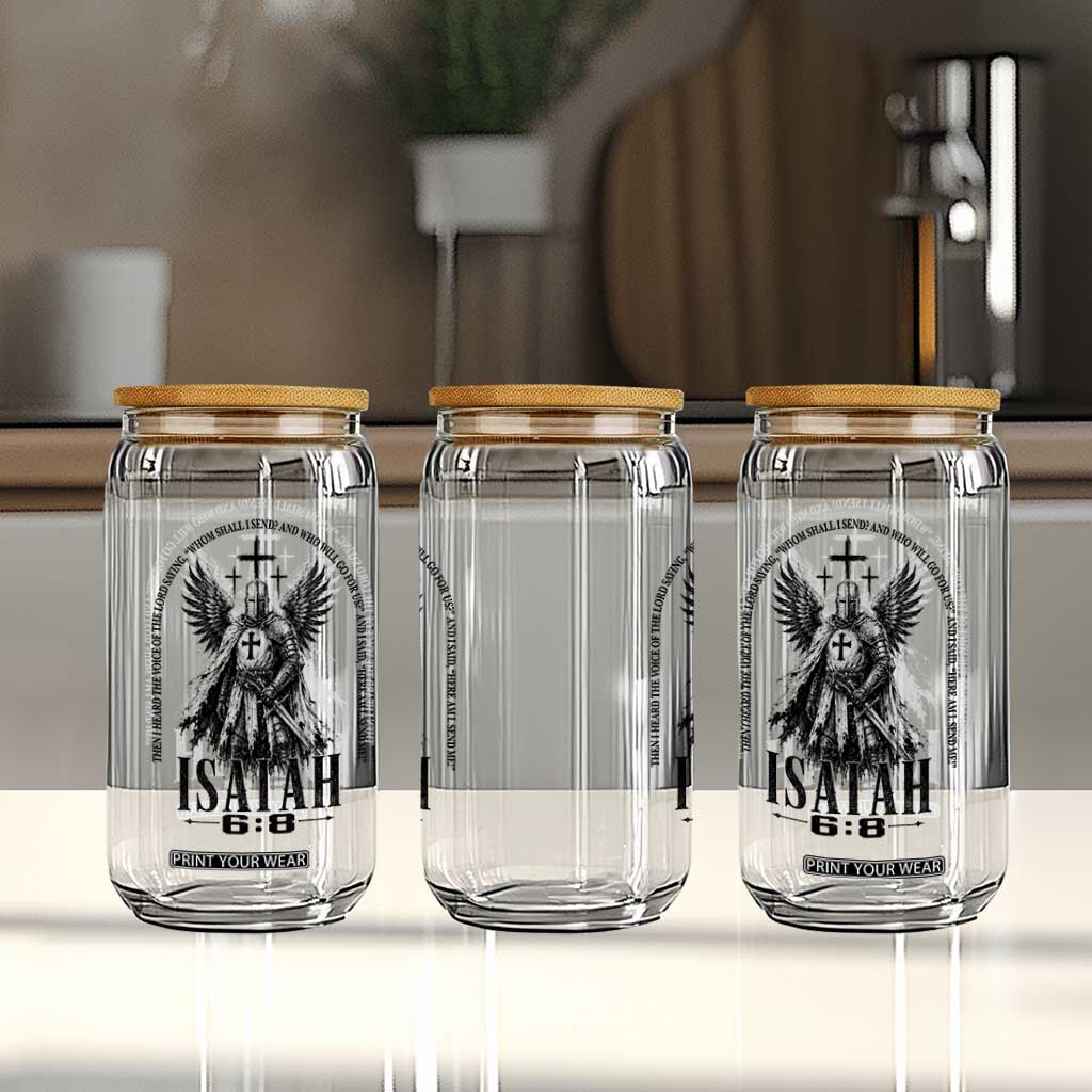 Here Am I Send Me Isaiah 6 8 Catholic Knight Templar Crusader Faith Glass Can