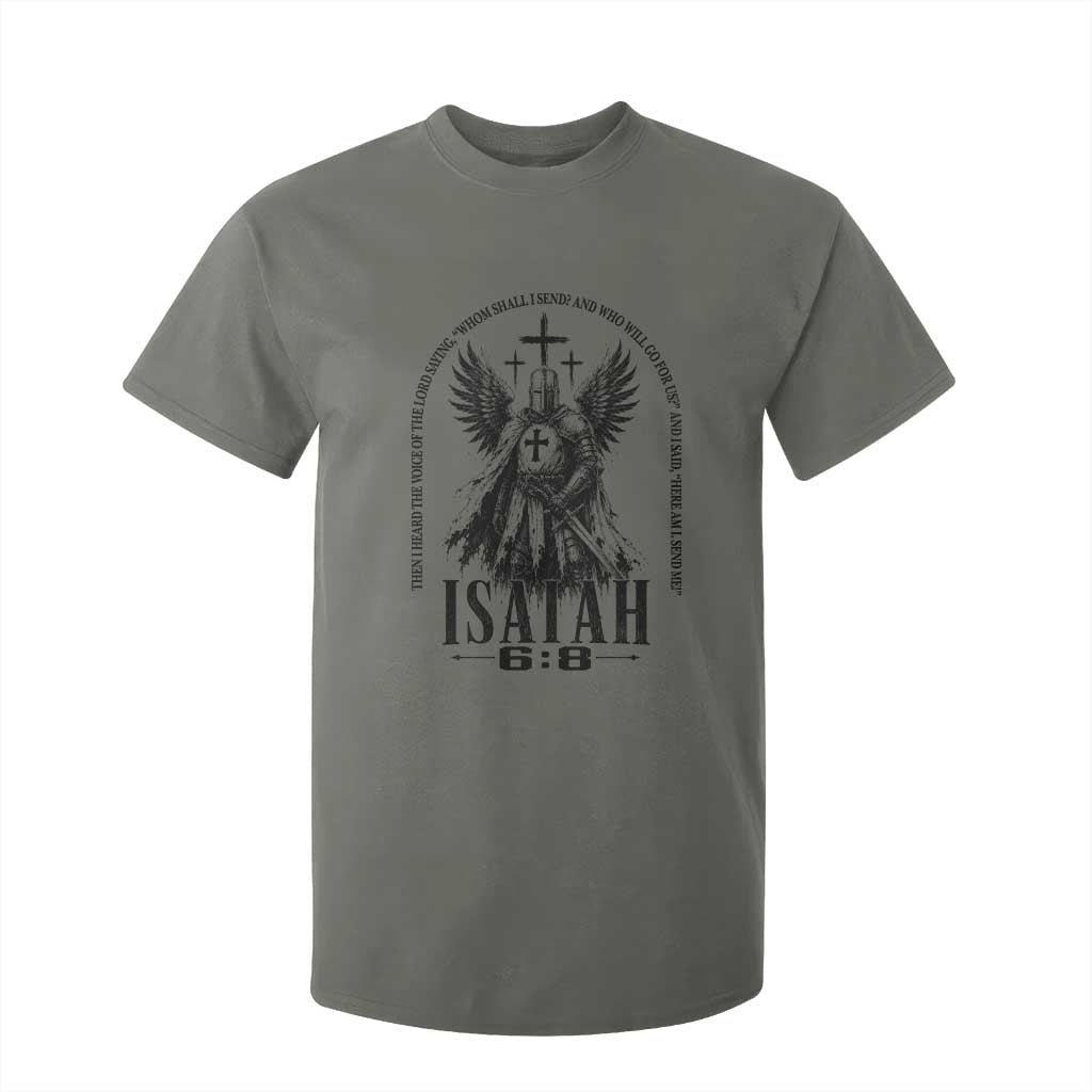 Here Am I Send Me Isaiah 6 8 Catholic Knight Templar Crusader Faith T Shirt For Kid