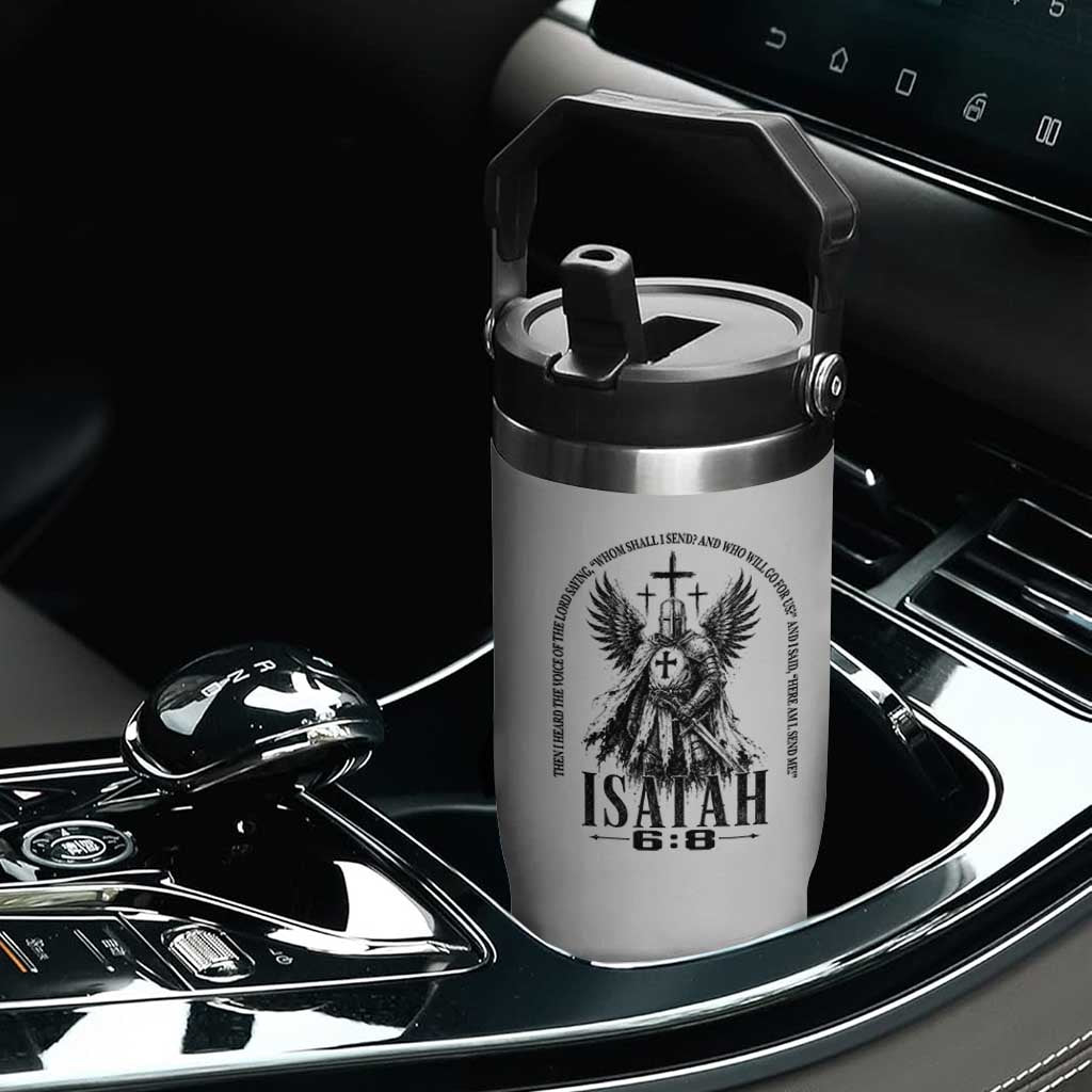 Here Am I Send Me Isaiah 6 8 Catholic Knight Templar Crusader Faith Flip Straw Tumbler