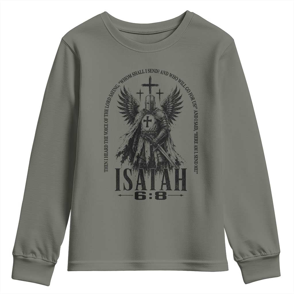 Here Am I Send Me Isaiah 6 8 Catholic Knight Templar Crusader Faith Youth Sweatshirt
