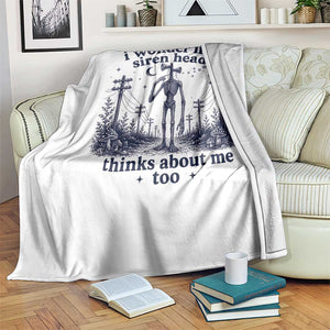 Funny Siren Head Throw Blanket I Wonder If Siren Head Thinks About Me Too Weirdcore Cryptid Lovers
