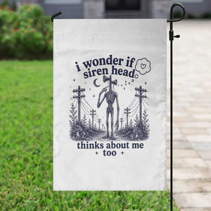 Funny Siren Head Garden Flag I Wonder If Siren Head Thinks About Me Too Weirdcore Cryptid Lovers