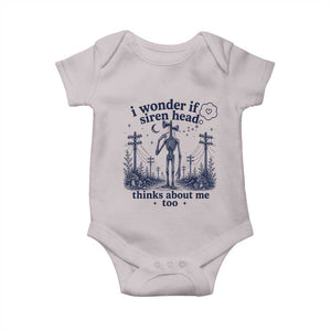 Funny Siren Head Baby Onesie I Wonder If Siren Head Thinks About Me Too Weirdcore Cryptid Lovers